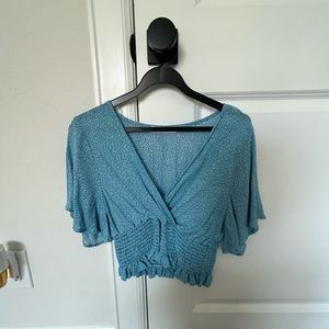 Blue Cheetah Print Crop Top